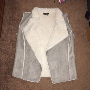 Suede and faux fur vest